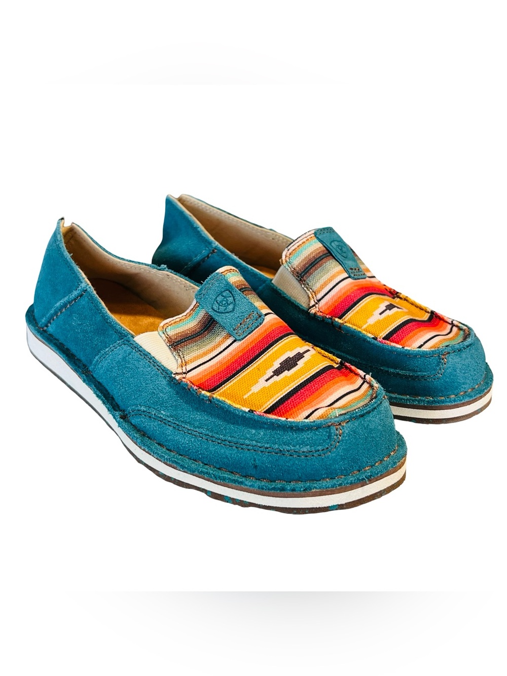 Ariat Women’s Sz 9 NWOT Teal Flats Suede Serape Cruiser 10044530 Slip On - Picture 6 of 11